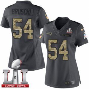 Womens Nike New England Patriots #54 Tedy Bruschi Limited Black 2016 Salute to Service Super Bowl LI 51 NFL Jersey