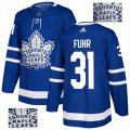 Men Toronto Maple Leafs #31 Grant Fuhr Blue Glittery Edition Adidas Jersey