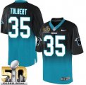 Nike Carolina Panthers #35 Mike Tolbert BlackBlue Super Bowl 50 Men Stitched NFL Elite Fadeaway Fashion Jersey