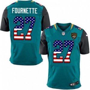 Mens Nike Jacksonville Jaguars #27 Leonard Fournette Elite Teal Green Home USA Flag Fashion NFL Jersey