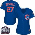 Women's Majestic Chicago Cubs #27 Addison Russell Authentic Royal Blue Alternate 2016 World Series Bound Cool Base MLB Jersey