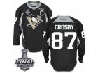 Mens Reebok Pittsburgh Penguins #87 Sidney Crosby Premier Black Practice 2017 Stanley Cup Final NHL Jersey