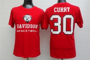 Davidson College Wildcats 30 Stephen Curry Red Men\'s T Shirt