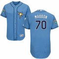 Mens Majestic Tampa Bay Rays #70 Joe Maddon Light Blue Flexbase Authentic Collection MLB Jersey