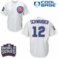 Youth Majestic Chicago Cubs #12 Kyle Schwarber Authentic White Home 2016 World Series Bound Cool Base MLB Jersey