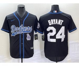 Men\'s Los Angeles Dodgers #24 Kobe Bryant Black Cool Base Stitched Baseball Jersey1