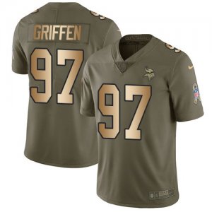 Nike Vikings #97 Everson Griffen Olive Gold Salute To Service Limited Jersey