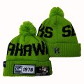 Seahawks Team Logo Green Pom Knit Hat YD