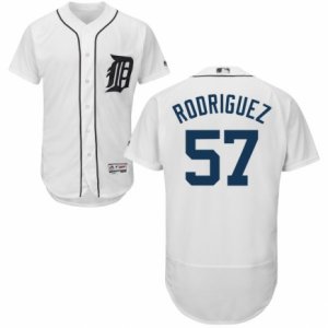 Men\'s Majestic Detroit Tigers #57 Francisco Rodriguez White Flexbase Authentic Collection MLB Jersey