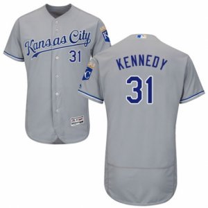 Men\'s Majestic Kansas City Royals #31 Ian Kennedy Grey Flexbase Authentic Collection MLB Jersey