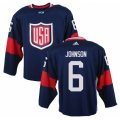 Men Adidas Team USA #6 Erik Johnson Navy Blue 2016 World Cup Ice Hockey Jersey