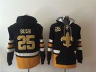 New Orleans Saints #25 Rafael Bush Black All Stitched Hooded Sweatshirt