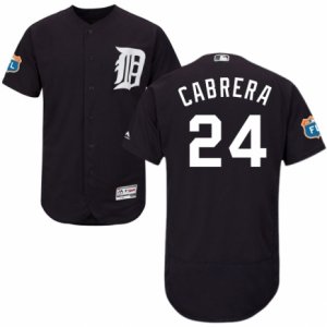 Men\'s Majestic Detroit Tigers #24 Miguel Cabrera Navy Blue Flexbase Authentic Collection MLB Jersey