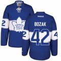 Mens Reebok Toronto Maple Leafs #42 Tyler Bozak Authentic Royal Blue 2017 Centennial Classic NHL Jersey