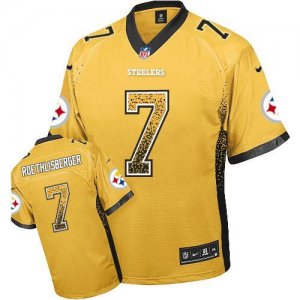 Nike Pittsburgh Steelers #7 Ben Roethlisberger Gold Jersey(Elite Drift Fashion)