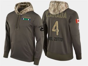 Nike Canucks 4 Michael Del Zotto Olive Salute To Service Pullover Hoodie