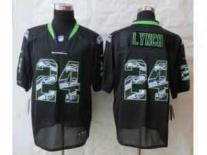 2014 Nike Seattle Seahawks #24 Lynch Black Jerseys(Lights Out titched Elite)