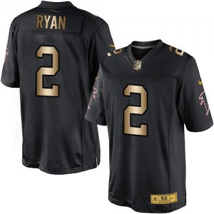 Nike Falcons # 2 Matt Ryan Black Gold Elite Jersey