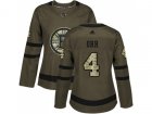 Women Adidas Boston Bruins #4 Bobby Orr Green Salute to Service Stitched NHL Jersey