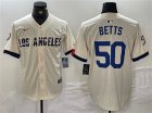 Dodgers 50 Mookie Betts Cream Nike 2024 City Connect Cool Base Jersey