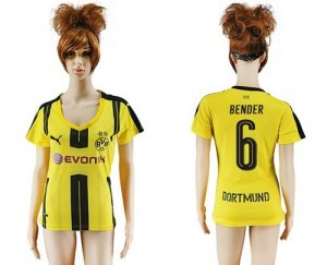 Womens Dortmund #6 Bender Home Soccer Club Jersey