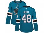 Women Adidas San Jose Sharks #48 Tomas Hertl Teal Home Authentic Stitched NHL Jersey