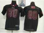 2013 Super Bowl XLVII Youth NEW NFL San Francisco 49ers 80 Jerry Rice Black Jerseys(Lights out)