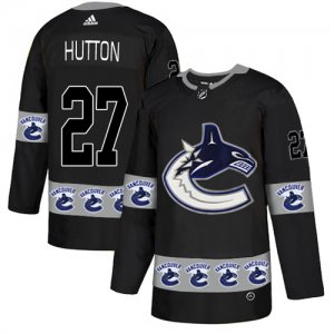 Canucks #27 Ben Hutton Black Team Logos Fashion Adidas Jersey