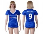 Womens Chelsea #9 Falcao Home Soccer Club Jersey