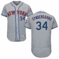 Mens Majestic New York Mets #34 Noah Syndergaard Grey Flexbase Authentic Collection MLB Jersey