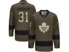 Mens Toronto Maple Leafs #31 Frederik Andersen Green Salute to Service Stitched NHL Jersey