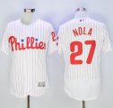 Philadelphia Phillies #27 Aaron Nola White(Red Strip) Flexbase Authentic Collection Stitched Baseball Jersey