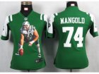 Nike Womens New York Jets #74 Mangold Green Portrait Fashion Game Jerseys