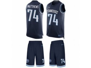 Nike Tennessee Titans #74 Bruce Matthews Limited Navy Blue Tank Top Suit NFL Jersey