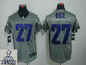 2013 Super Bowl XLVII NEW Baltimore Ravens 27 Ray Rice Grey Shadow Jerseys