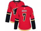 Women Adidas Calgary Flames #7 TJ Brodie Red Home Authentic Stitched NHL Jersey