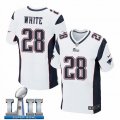 Mens Nike New England Patriots #28 James White White 2018 Super Bowl LII Elite Jersey