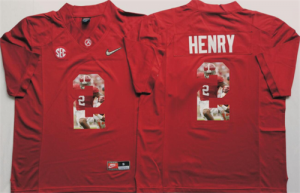 Alabama Crimson Tide #2 Derrick Henry Red With Silver Logo Portrait Number College Jersey