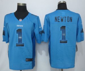 2015 New Nike Carolina Panthers #1 Newton Pro Line Blue Fashion Strobe Jerseys(Limited)