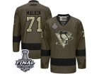 Mens Reebok Pittsburgh Penguins #71 Evgeni Malkin Premier Green Salute to Service 2017 Stanley Cup Final NHL Jersey