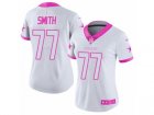 Women's Nike Dallas Cowboys #77 Tyron Smith Limited White Pink Rush Fashion NFL Jersey