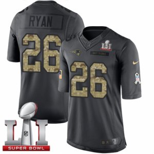 Mens Nike New England Patriots #26 Logan Ryan Limited Black 2016 Salute to Service Super Bowl LI 51 NFL Jersey