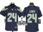 Nike Seattle Seahawks #24 Marshawn Lynch Steel Blue Super Bowl XLVIII Youth NFL Elite Jersey