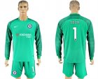 2017-18 Chelsea 1 CECH Green Goalkeeper Long Sleeve Soccer Jersey