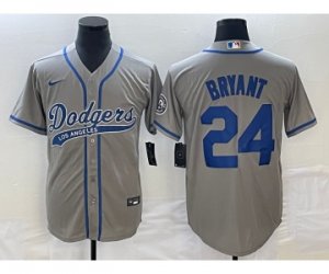 Men\'s Los Angeles Dodgers #24 Kobe Bryant Grey Cool Base Stitched Baseball Jersey1