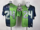 2015 Super Bowl XLIX Nike NFL seattle seahawks #24 marshawn lynch blue-green jerseys[Elite split]