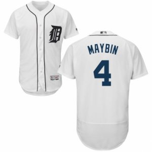 Men\'s Majestic Detroit Tigers #4 Cameron Maybin White Flexbase Authentic Collection MLB Jersey