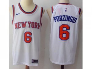 Men Nike New York Knicks #6 Kristaps Porzingis White Stitched NBA Swingman Jersey