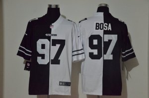 Nike 49ers #97 Nick Bosa Black And White Split Vapor Untouchable Limited Jersey
