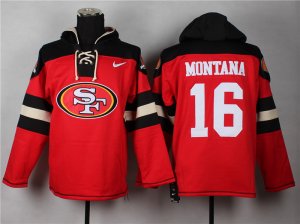 Nike san francisco 49ers #16 joe montana red-bkack[pullover hooded sweatshirt]